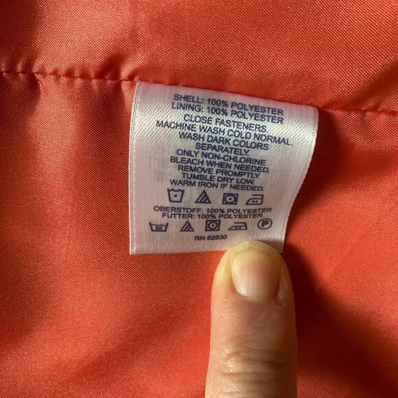 Land's End Red "Chili Pepper" Raincoat Button Down Lined in Orange! 10-12 Med. - Picture 9 of 9